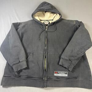 Vintage Harley Davidson Touring Thermal Lined Faded Zip Up Hoodie Size XL